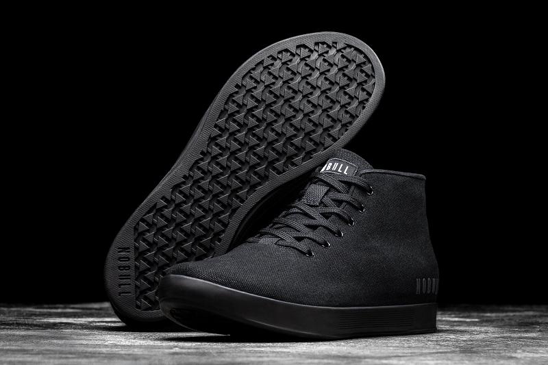 Men's Nobull Canvas Mid Trainers Black | SG Q2430M